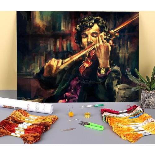 Portrait Virtuoso Pre-Printed 11CT Cross-Stitch DIY Embroidery Patterns DMC Threads Handiwork Handicraft Knitting Sales