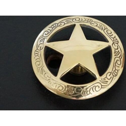 28mm Pure Brass Buckles Metal Antique Texas Five Stars Round Smooth Face For Belt Bag Clothes And All Diy Decoration