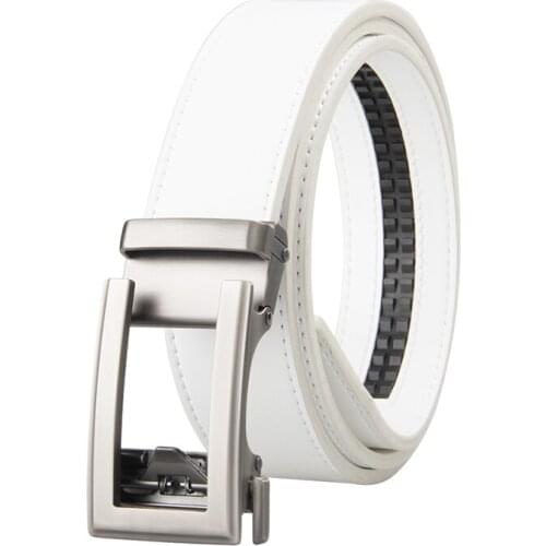 Mens Automatic Genuine Leather Business Belts Holeless Men Belt Alloy Buckle Cowhide Strap For Male 125 cm