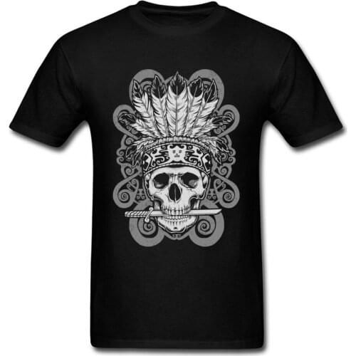 Chic Men T-shirts Borneo Dayak T Shirt Chef Skull Tshirt Printed Clothes Vintage 100% Cotton O Neck Tops Tees Custom Black