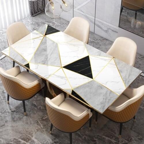 Nordic Modern PVC Geometry Table Mat Waterproof Oil Proof Kitchen Dining Cover For Rectangular Table Home Living Room Decor