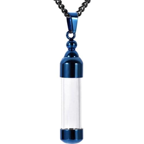 Glass Tube Cylinder Memorial Jewelry Human Ash Holder Ashes Keepsake Stainless Steel Cremation Urn Necklace