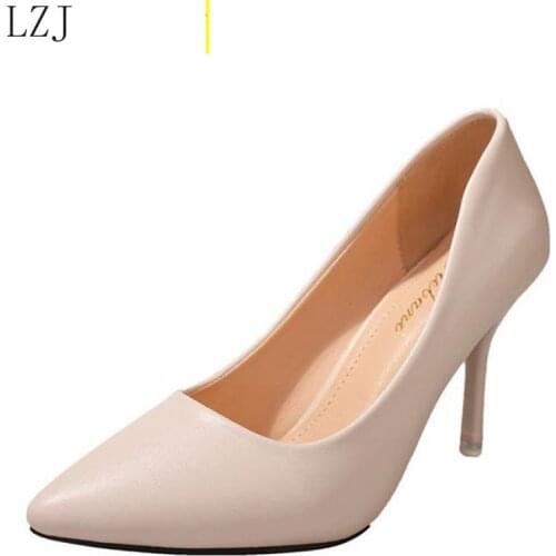 PU leather women pumps new fashion sexy pointed toe shallow shoes woman high heels party shoes Thin Heels Casual Summer