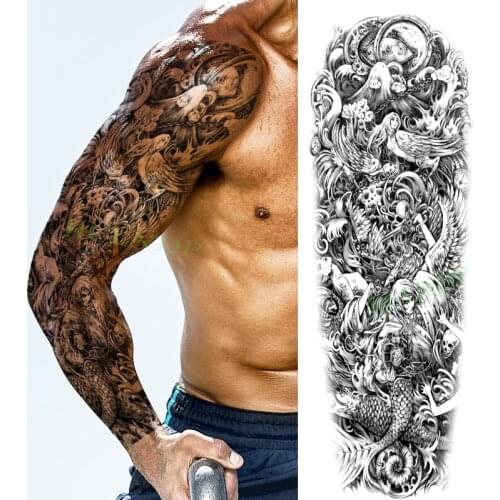Waterproof Temporary Tattoo Sticker Japanese anime magic Black Full Arm Fake Tatto Flash Tatoo for Men Women