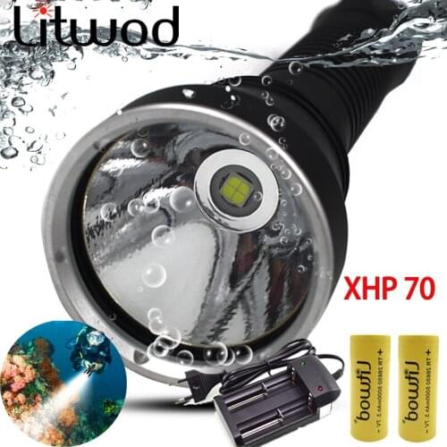 XHP70 Most Powerful LED Scuba Diving Flashlight 200m Underwater Torch 8000LM Waterproof XHP70 Dive Lamp Lantern Light 150m IPX8