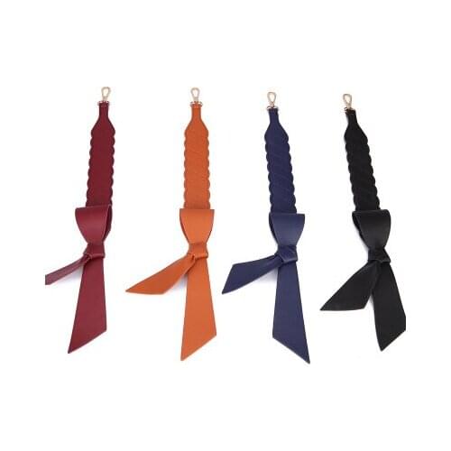 FASHIONS KZ Bowknot Bag Shoulder Strap Cowhide Wrist Belt Solid Color Hand Carry Bag Accessories Handbag Belt Short Style