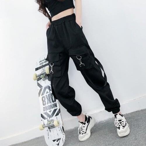 Women Spring 2020 Elastic Waist Cargo Pants Female Baggy Korean Style Sweatpants Ladies Harajuku BF Velvet Hip Hop Trousers C12
