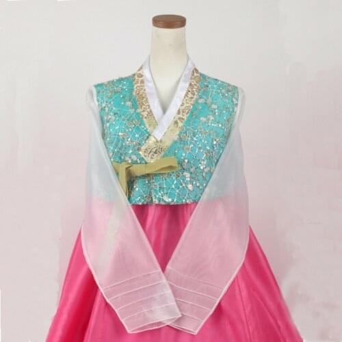 Hanbok Korean Traditional Womens Summer Long-sleeved Tulle Folk Costume Costume High-quality Handmade Tailored Tailoring