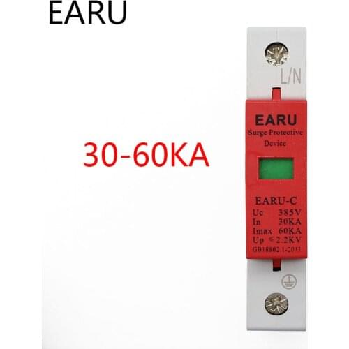 1pc AC SPD 1P Single Phase 30KA~60KA 385V House Lightning Surge Protector Protective Low-voltage Arrester Device OEM Factory