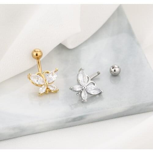 20PCS Shine CZ Navel Belly Ring Button Bar Shine butterfly Navel Rings Body Piercing Jewelry 14G New Sexy Women Body Jewelry