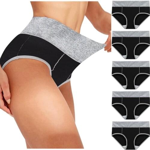 5 packs Women Solid Patchwork Briefs Panties Sexy Lingerie High Waist Cotton Comfortable Thong Underwear G String Knickers Boxer