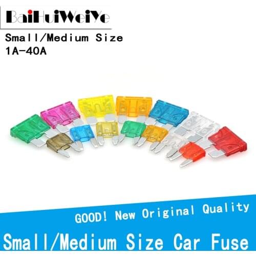 50Pcs/Lot Small Size Medium Size Standard Car Auto Blade Fuse 1A-40A Automotive 1A 2A 3A 5A 7.5A 10A 15A 20A 25A 30A 35A 40A