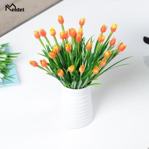 7 Branches Plastic Tulips Flower Fake Flower Home Decoration Wedding Holding Flower Simulation Road Lead Wall Artificial Flowers