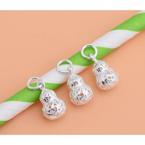925 sterling silver DIY accessories, hollowed-out Gourd pendant, mobile phone DIY string beads material bracelet pendant