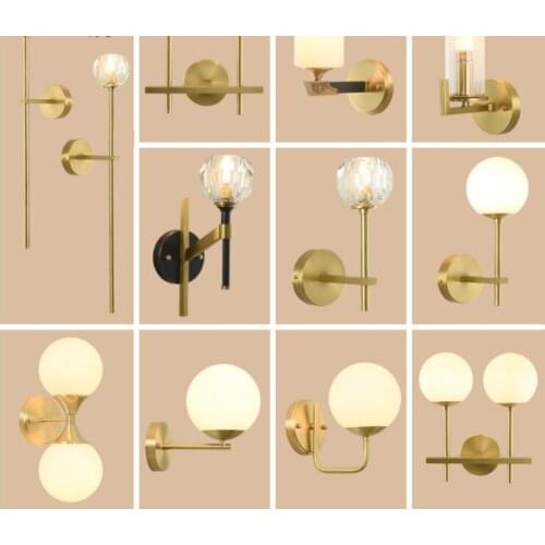 American simple all-copper wall light corridor lamp post-modern personality bedside lamp hotel room wall lamp