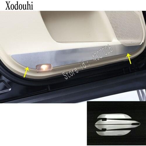 For Toyota Highlander 2018 2019 2020 Car Stainless Steel Front Inside Door Audio Speak Sound Cover Anti Kick Mat Part Trim Hoods