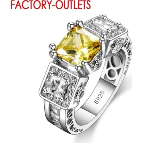 Brand Fashion Jewelry CZ Crystal 925 Silver Color Wedding Engagement Rings For Women Factory Price