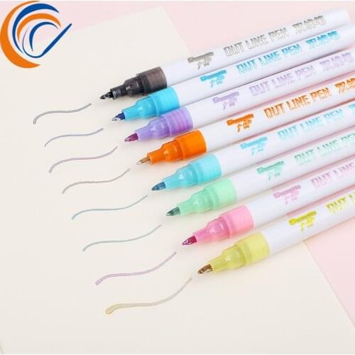 Color Out Line Pen 8/12 Colors Pet Set Highlighter Metallic Signature Pen DIY Dream Highlighter