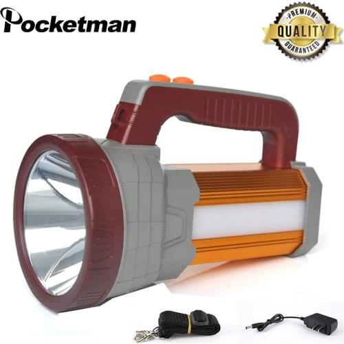 300W Long Shots Flashlight USB Rechargeable LED 9800 mAh Searchlight Portable Handheld Multi-function Camping Torch Power Bank