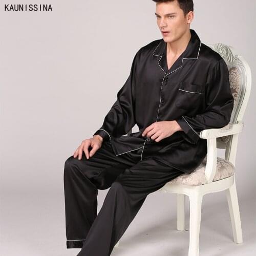 KAUNISSINA Mens Silk Pajamas