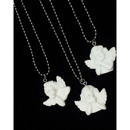 Pendant Stainless Steel Necklace Cute Cupid Angel Long Chain Baby Shaped Jewelry Sweetheart for Women Men Friendship Girl Gifts