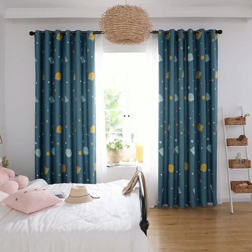 Lychee Cosmic Starry Sky Printed Window Blackout Curtain Shade Curtains for Living Room Bedroom Window Curtain Drape