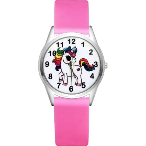 Cartoon Cute Unicorn horse style Childrens Watches Womens Students girls Boys Quartz Soft Silicone strap Wrist Watch JC58