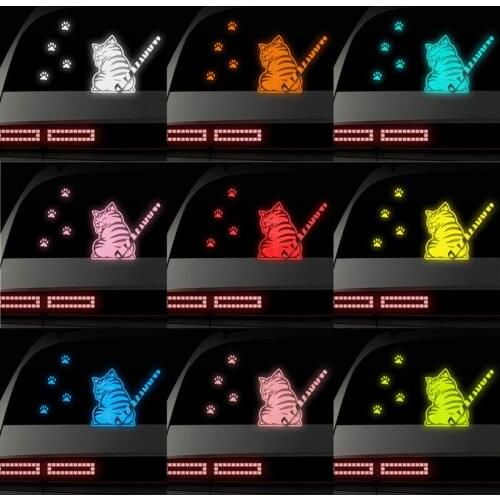 Cartoon Cat Sticker Car Cute Animal Reflective Sticker for Car Styling Body Window Bumper Motorcycle Wiper Stickers and Decals