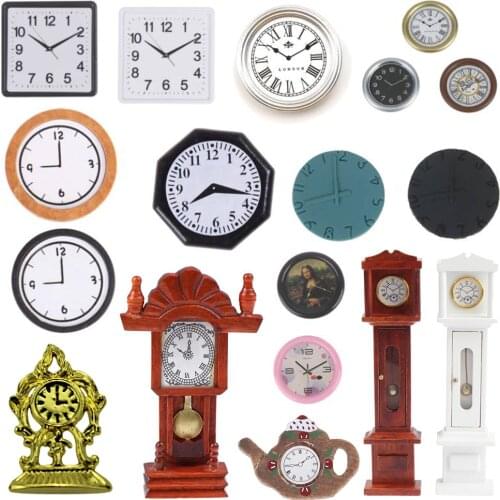 Multi Dollhouse Wall Clock Bird Octagonal Alarm Clocks Doll House Miniature Accessories Pretend Play Living Room Furniture Toys