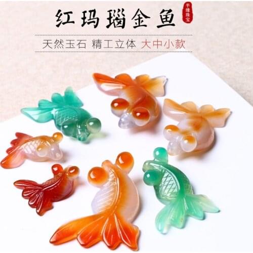 1pc Natural Agate Carved Delicate Small Goldfish Pendant Diy Necklace Fashion Accessories Lucky Amulet Gifts for Men Woman NEW