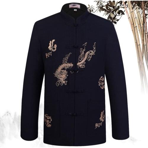 New shirt mens Tang suit shirts Chinese buckle blouses traditional oriental costumes Kung Fu large size vestido chino 2020