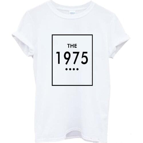 New Women Tshirt THE 1975 Letters Print Cotton Casual Shirt For Lady White Black Top Tee Big Size Hipster HH305-424