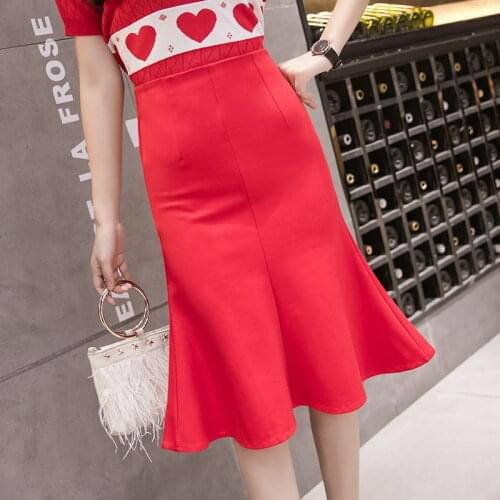 New Plus Size S-5xl Womens A-Line Skirt Good Elastic Black Skirt Elegant Korean Office Women Sexy OL Midi Skirts Jupe Femme