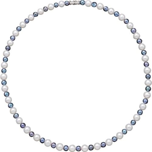 Original Authentic Star With Natural Pearl Necklace Black And White Beads Retro Men And Women Hip Hop Clavicle Chain Tide