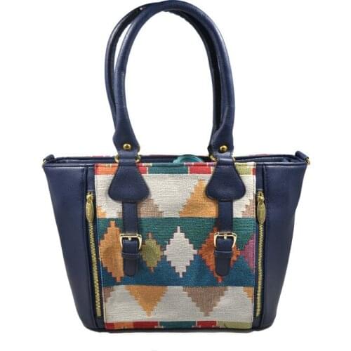 Mixed Patterned Weaving Lady, Top Handle, Shoulder Bag