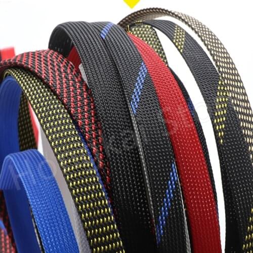 Gray/Black PET Nylon Braided Sleeve Tube Ø35mm Three Weave Encryption Telescopic Pipe Wire Protection Sleeve -60℃~125