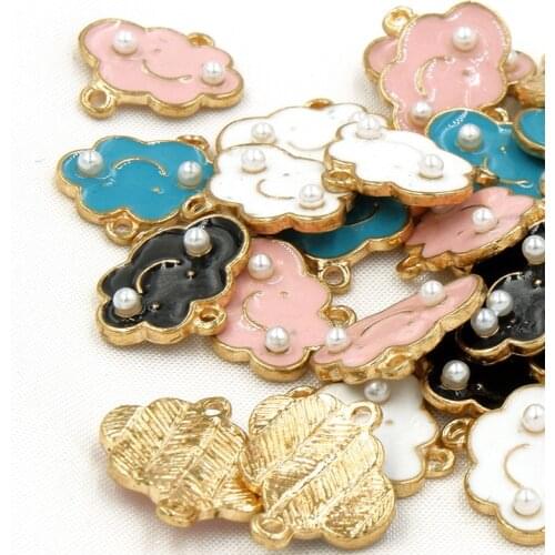 10 Enameled Cloud Charm Pendant 14*15mm Enamel Dangle Charm for DIY Jewelry Making With 1.5mm Hole KLUFO Smiley Cloud Charms i2