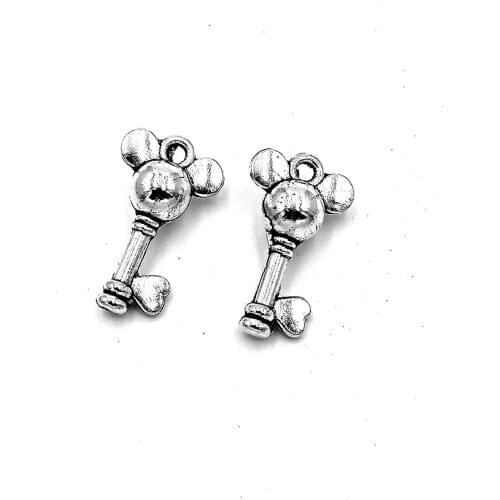 30pcs keys charms pendant 19x12mm antique silver ornament accessories jewelry making craft base material
