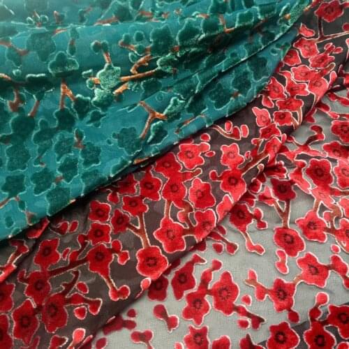 Flocked Dress Fabric DIY Rayon 115cm Width Flower Fleeced Fabric Wedding Evening Dress Material Fabric 1 Yard