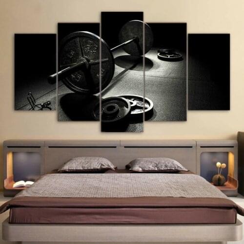 Gym Weights Sports Bodybuilding Poster 5 Pcs Canvas Picture Print Wall Art Canvas Painting Wall Decor for Living Room No Framed