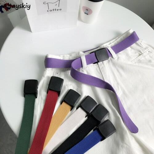 Belts Women Canvas Candy Colored Korean Style Adjustable Belt Student Harajuku High Quality Ladies Leisure Accessories All-match