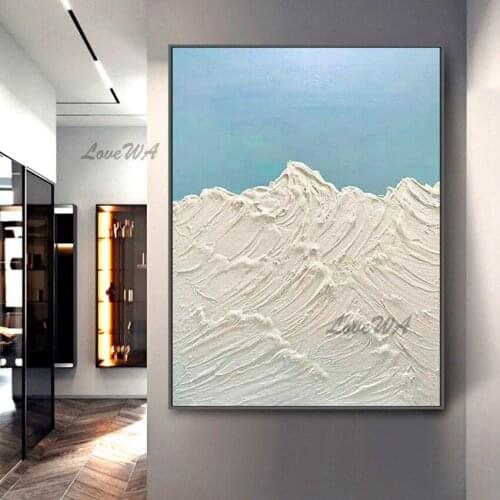 Modern Wall Art Abstract 100% Handpainted Painting Blue And White New Arrival Home Decoration Picture For Living Room No Framed