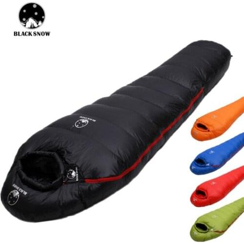 BLACK SNOW Winter outdoor camping mummies soft goose down sleeping bag ultra light warm stitching double sleeping bag 400g-2000g