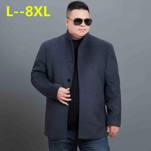 Plus size 8XL 6XL 5XL 4XL NEW High Quality Mens Long Wool Trench Coat Korean Men Slim fit Trench Parkas for Winter