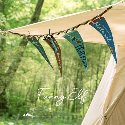 4 Colors Useful Portable Hanging Bunting Pennant Felt Cloth Picnic Flag Portable Campfire Party Decor
