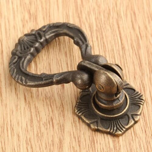 Vintage Wooden Box Case Ring Knobs Antique Bronze Furniture Handle Kitchen Cabinet Drawer Cupboard Pull Handles With Screw