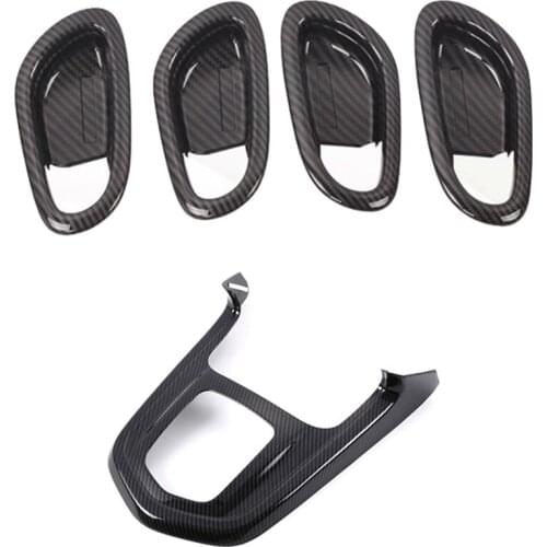 Inner Door Handle Bowl Frame Cover Trim with Gear Shift Knob Frame Panel Cover Trim for Nissan Navara NP300 16-19