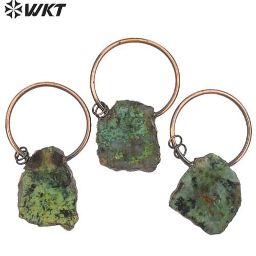 WT-P1682 Wholesale Vintage bohemian slice Turquoise Antique copper pendant women new Africa turquoise stone pendant