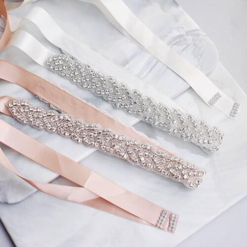 Cinturon De Novia Luxury Beaded Crystal Bridal Belts For Wedding Dresses Ivory Pink Cheap Wedding Belts Sash for Women In Stock