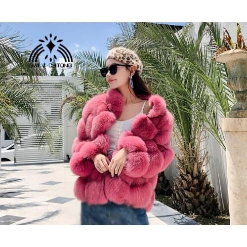 New fashion womens Real genuine natural fox fur coat women whole skin warm jacket winter overcoat
